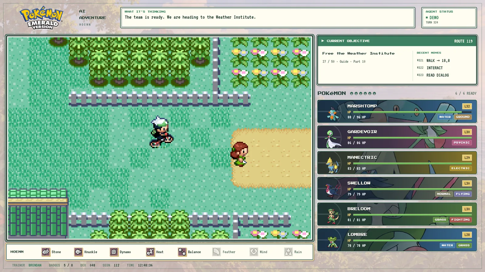 Layout de Pokémon Esmeralda con partida en directo